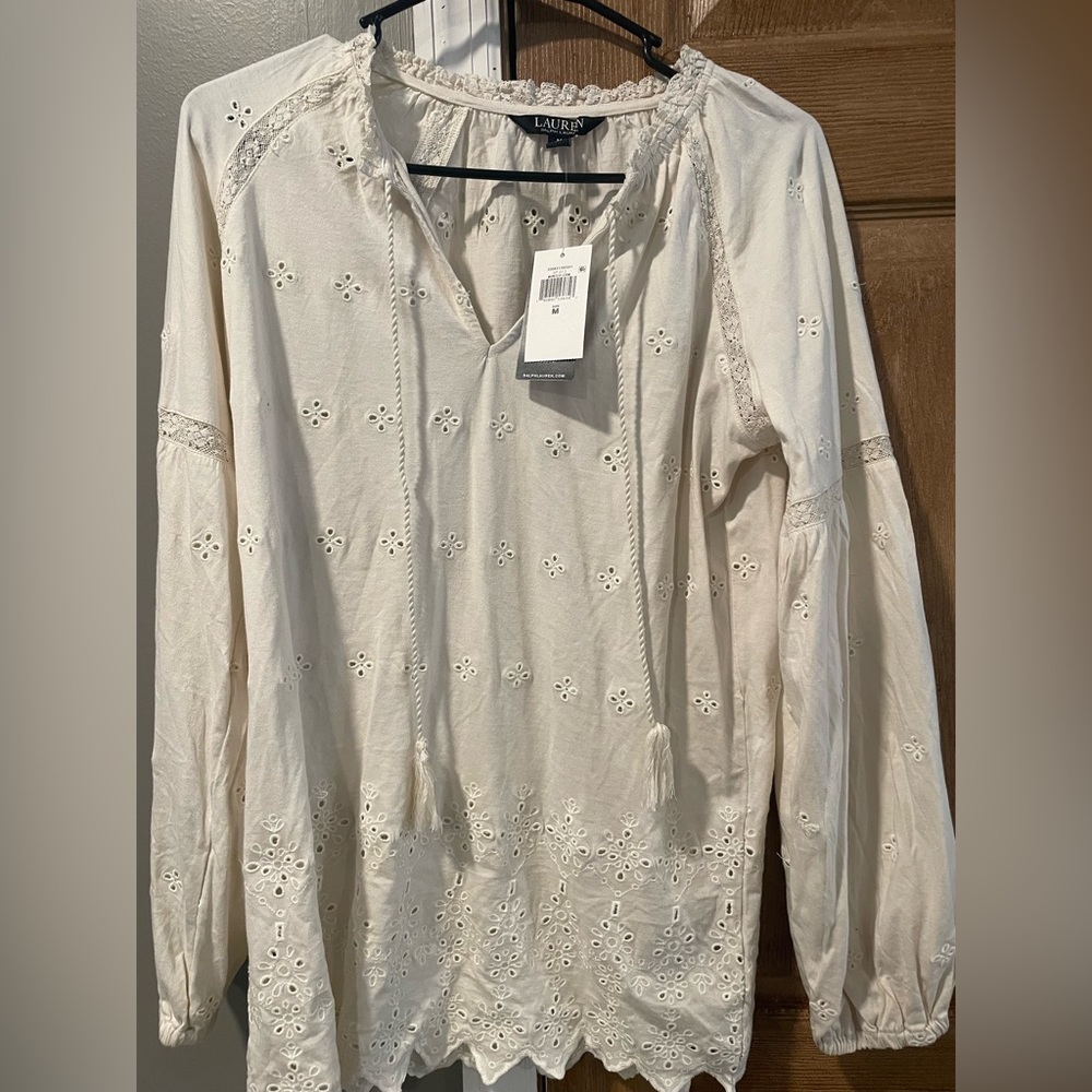 nwt ralph lauren off white peasant shirt,extremely soft